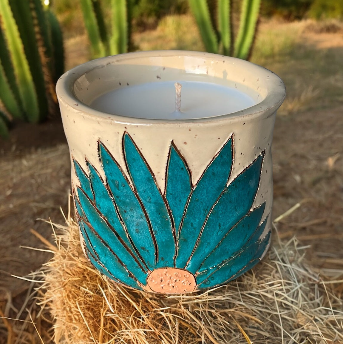 Turquoise Agave Candle- Santal & Coconut